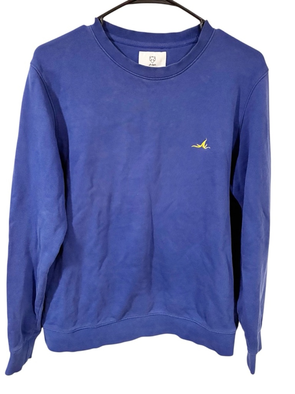 A-Dam Blue Crewneck Organic Cotton Pullover Sweatshirt Mens Size Small